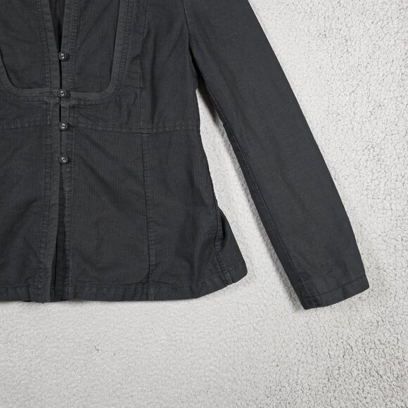 Banana Republic Jacket Womens Size 8 Black Cotton Linen Blend Y2K Grunge Goth - Picture 4 of 14